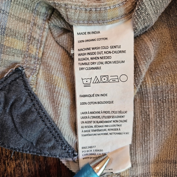 Prana Corduroy Grey Plaid Button-up Sz S - Picture 6 of 7